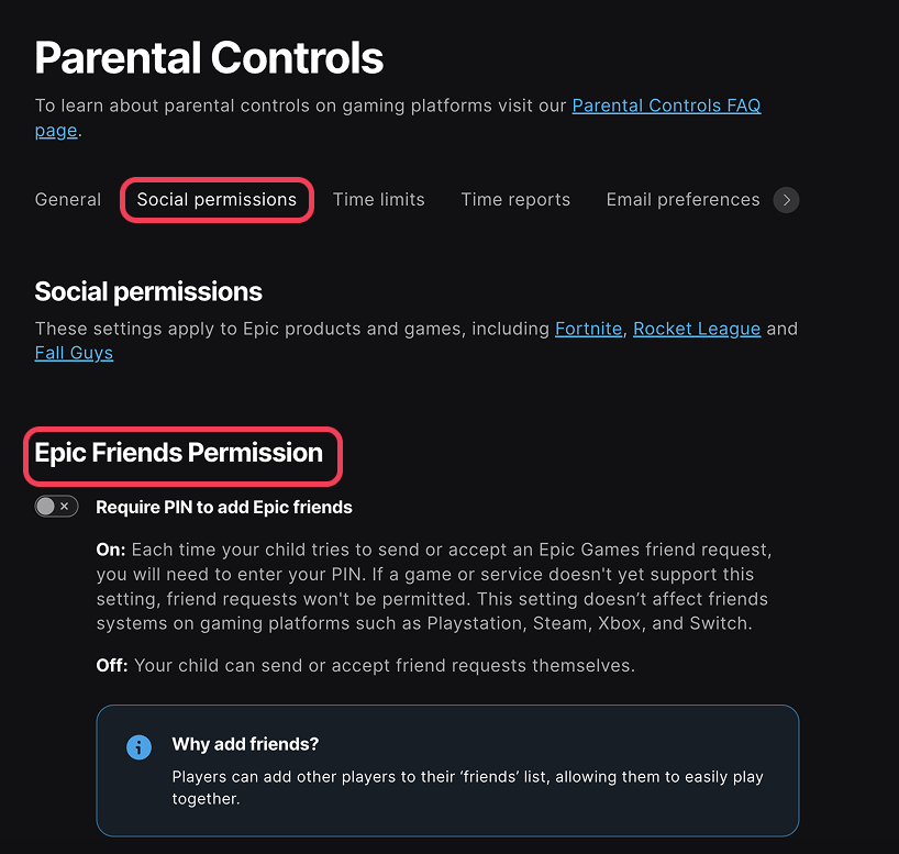 epic parental controls